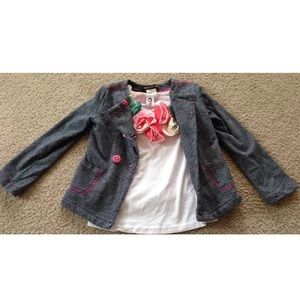 Morgan & Milo Blue Striped Sweater 6 +Rose Shirt